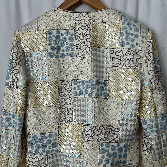 Vie by Victoria Royale NWT Vintage Yellow Beaded Blazer Jacket Coat **Sz 8**🌸🌸 - Picture 4 of 9